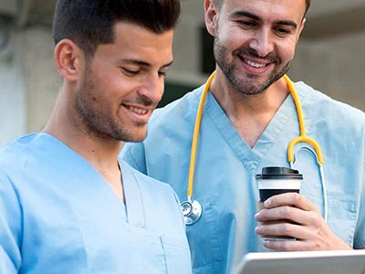 Male nurses smiling