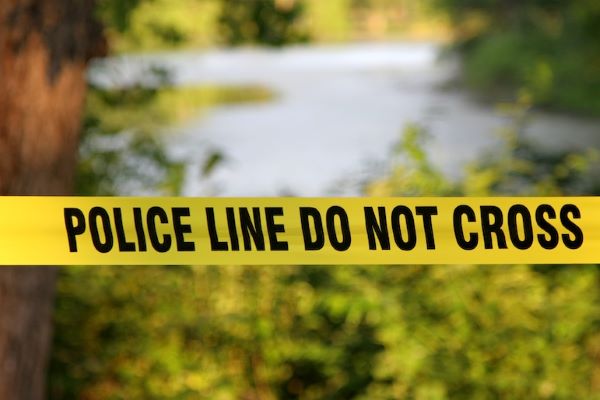crime scene with police tape