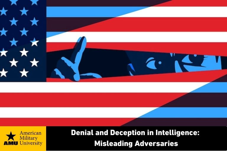 deceptive man peeking by American flag