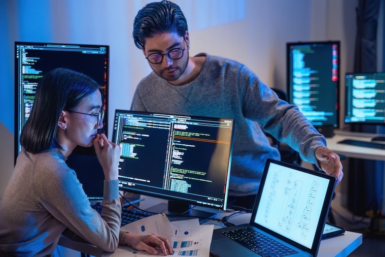 IT professionals working on computers