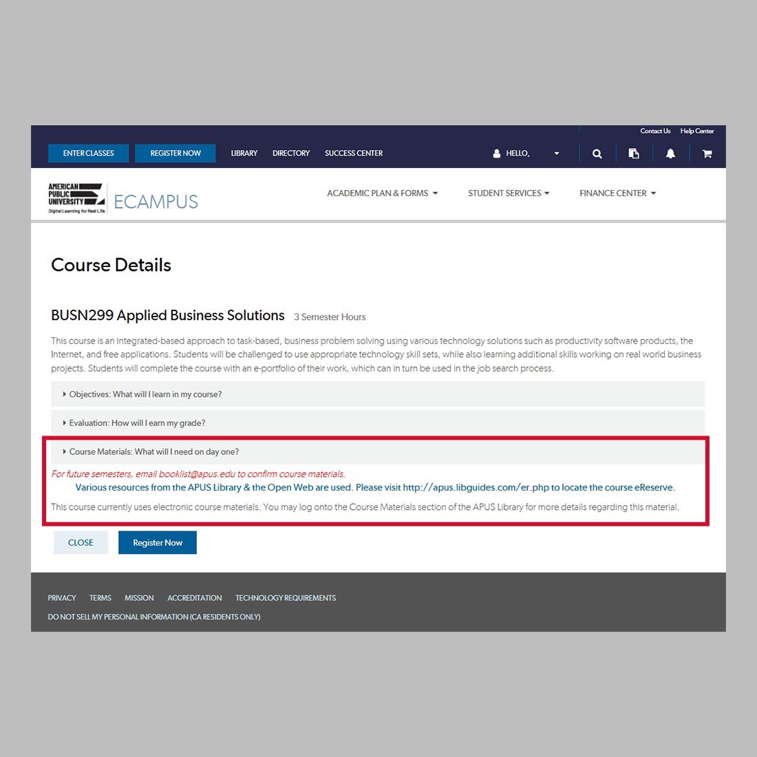 Books and Course Materials
